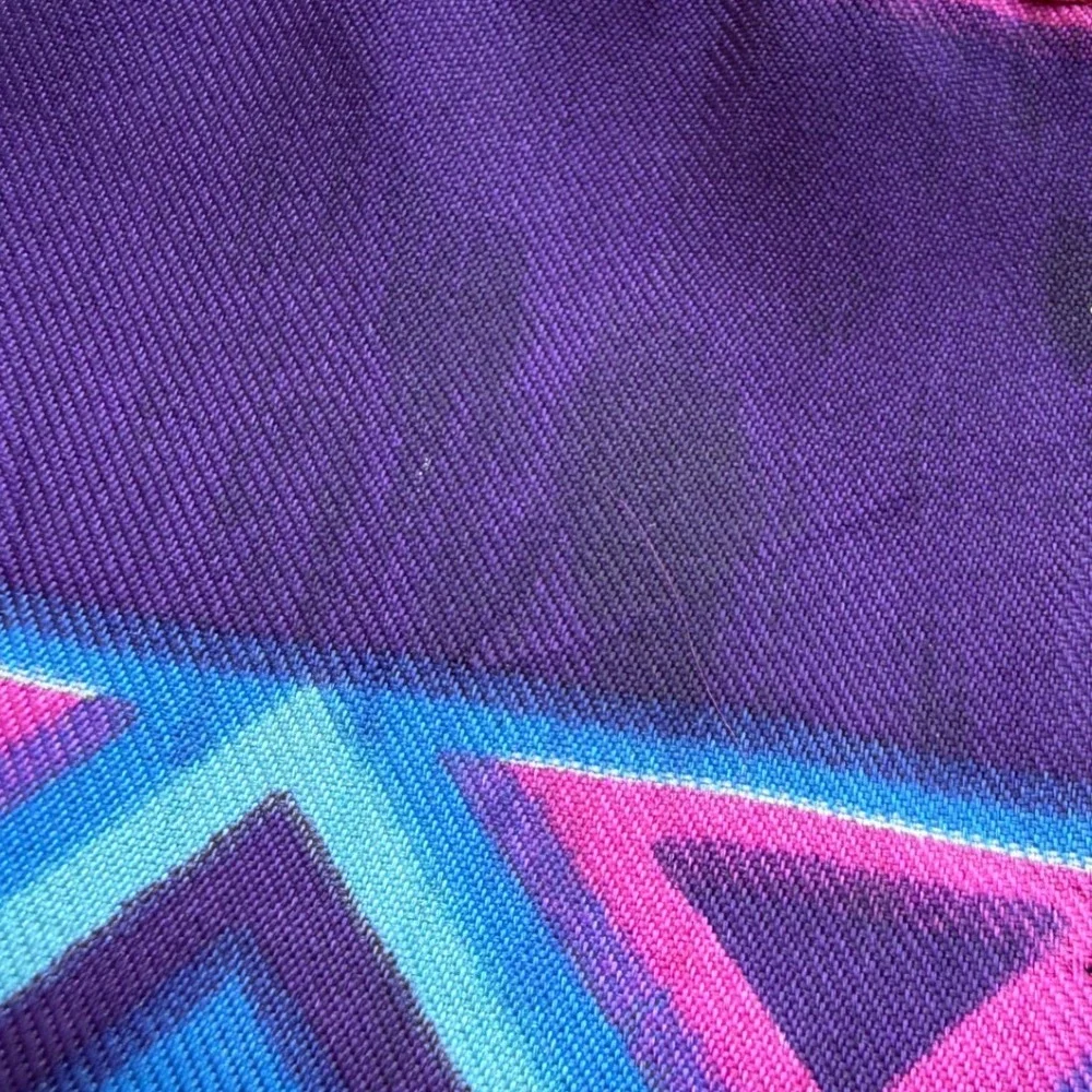 Vintage Floral Geometric Acetate Scarf Pink Purple Blue Made in Japan RN 25459